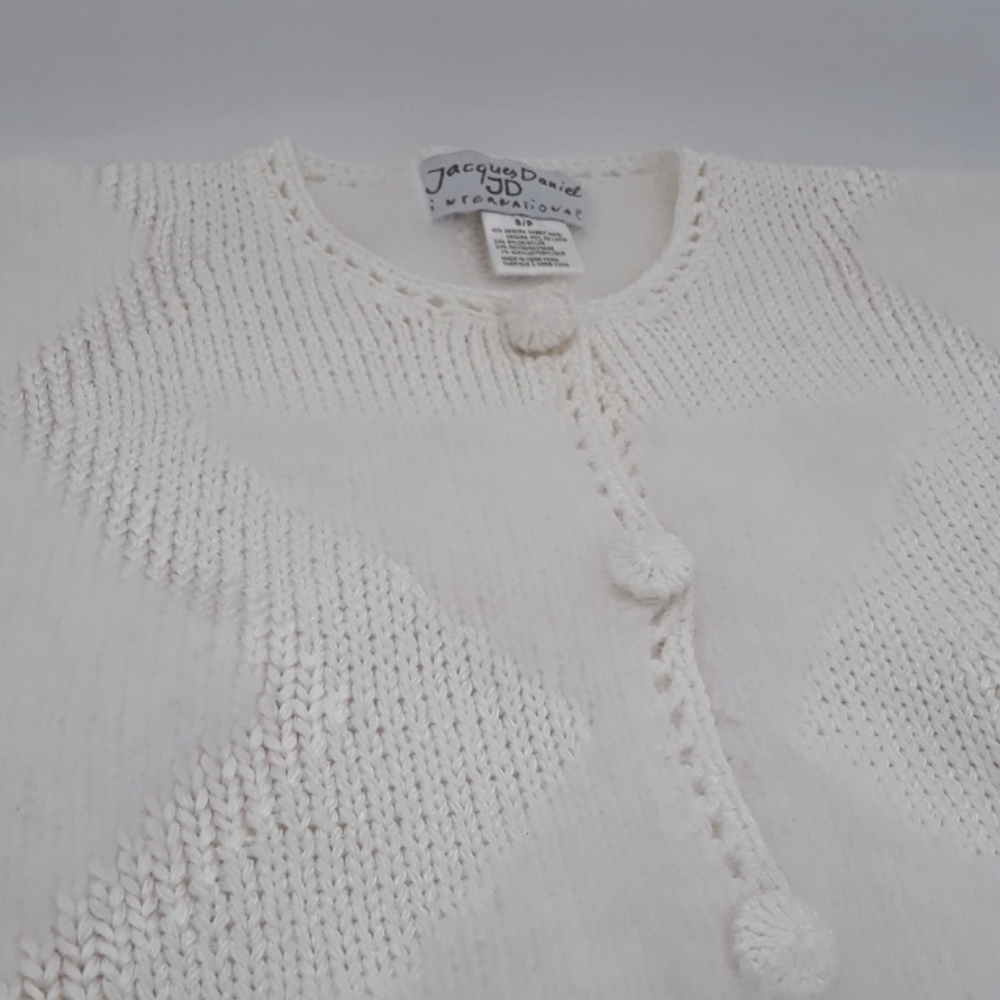 SOLD. Jacques Daniel. Angora Wool-Blend Knit Cardigan. Off-White. Small - Picture 8 of 16